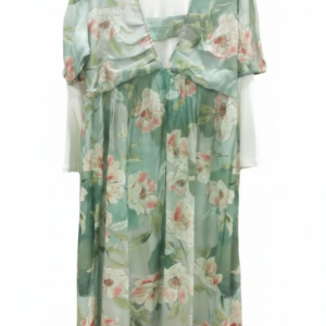 layered midi dress with attached white inner